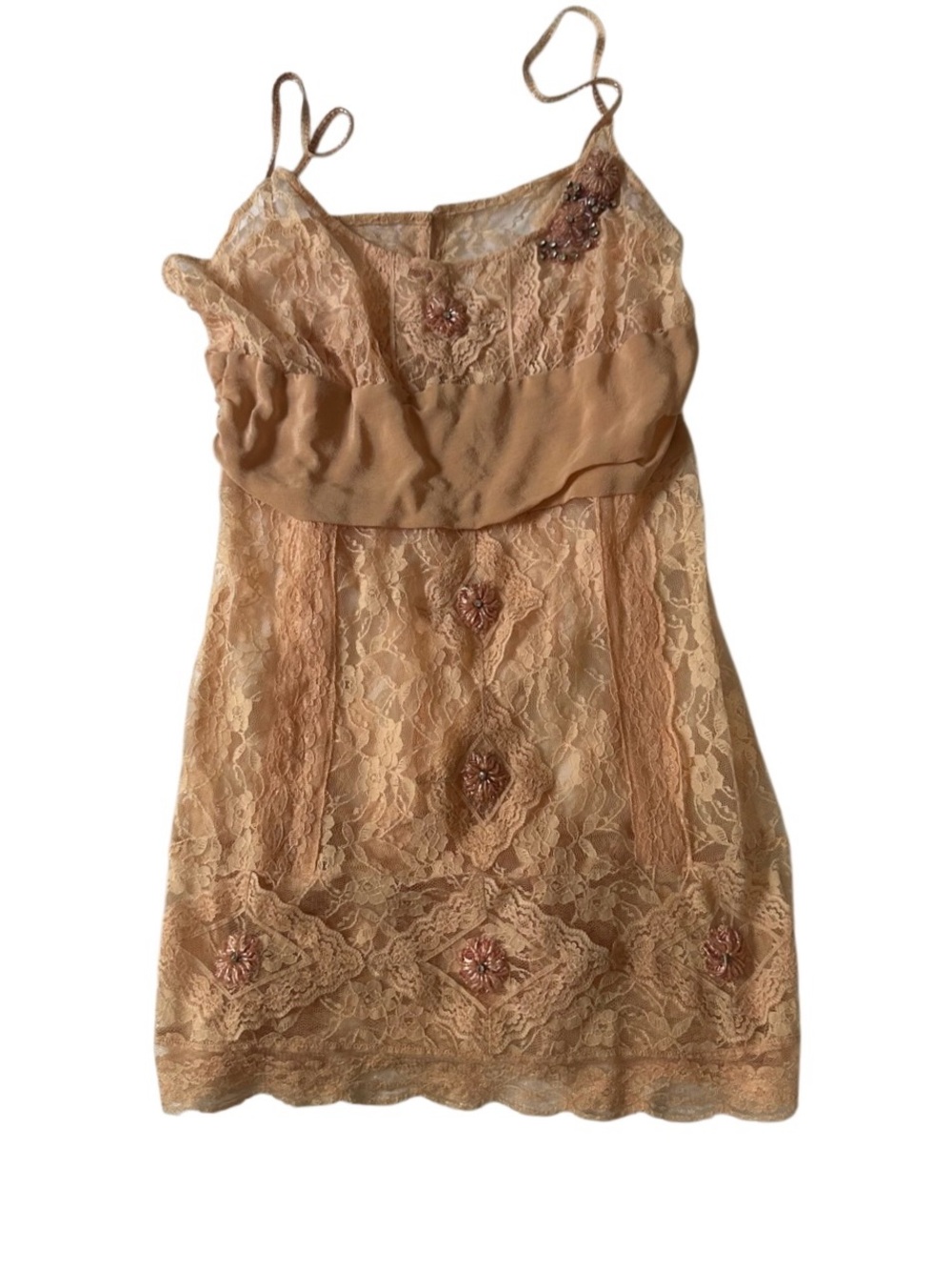 Plenty by Tracy Reese Peach Lace Appliqué Slip Mini Dress